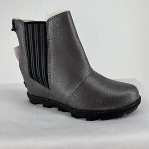 Sorel Boots Women’s 8 silver leather wedge sherpa joan of arctic snow winter